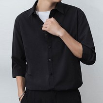 남자 구김없는 여름 오버핏 7부 셔츠 7컬러