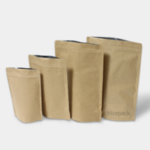 나이스팩 크라프트 종이 지퍼 스탠드 봉투 커피봉투 15cm x 22cm(밑면4cm), 100장, 1매입