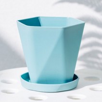 화분 플라스틱화분 1 Pcs 플라스틱 수 지 꽃 냄비 새로운 기하학적 북유럽 간단한 흰색 짙은 녹색 무 다육 질 Flowerpots 실내 식물, M, 파란