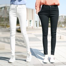 여자 블랙스키니 화이트 팬츠 슬림핏 스판 쫄바지 마약 신축성 여성 봄신상
