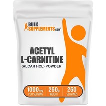 BulkSupplements.com ALCAR HCl 아세틸 L-카르니틴 아미노산 콜린 셔플리먼트 파우더 250g, 8.8온스(1팩)