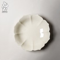[공방상점] 연꽃무늬 플레이트 다도구세트 도자기볼 도자기 차도구 퇴수기, 중 접시(화이트)