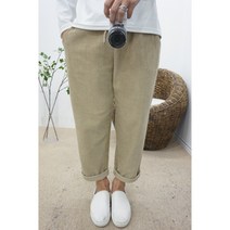 남자 겨울 골덴 반배기 와이드핏 코듀로이 9부 밴딩바지