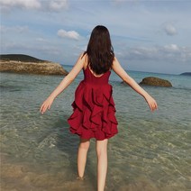 비치 스커트 해변 원피스 해변 휴가 스타일태국 발리 비치 스커트 푸켓 오픈 백펜더