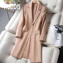 HOLIDIS 100kg 여성 패션 정장 미디 봄 가을 빅사이즈 여성 트렌치 코트
