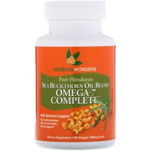 씨벅원더스 오메가-7 컴플리트 씨벅톤 오일 블렌드 500mg 60 소프트겔 산자나무, 1개