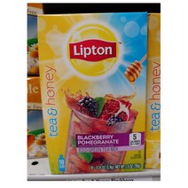 Lipton Tea & Honey 립톤 티 앤 허니 블랙 베리 석류 아이스 녹차 믹스 10ct 1.4oz (39g) (5팩), 1개