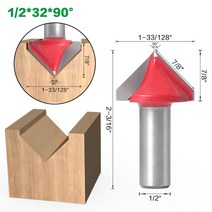 목공 우드 카빙 조각 끌 정 서각칼 SHERUI-생크 V 그루브 라우터 비트 12mm 1/2 인치 CNC 밀링 커터 90-120 도 칼 텅스텐 자동차 1 개, [03] 1I2 inch X32X90