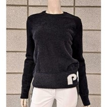 이랜드 [파사디]인천 논현 파사디 여성 밑단 로고 포인트 장모 라운드 니트 블랙 P21WKP363M_ 인천논현점, 블랙/MED_1
