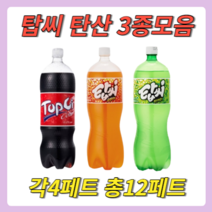탑씨 콜라 오렌지 파인애플 1.5L 각4병[총12병] 탄산/청량감/시원함/음료수/기타탄산음료, 콜라 오렌지 파인애플 각4병씩