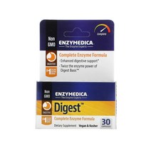 Enzymedica 엔자이메디카 다이제스트 컴플리트 효소 포뮬러 30 캡슐 헤미셀룰라아제 아밀라아제 락타아제 리파아제 프로테아제 포함