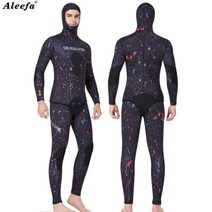 드라이슈트 웻슈트 서핑복 남성용 CR 네오프렌 스피어피싱 잠수복 위장 후드 프리 다이빙 슈트 스쿠버 다이빙 5mm, XXXL, 5MM Black Orange