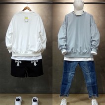 오버홀릭 남자 오버핏 워런티 맨투맨 긴팔 티셔츠 빅사이즈 커플 시밀러룩