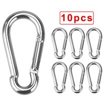 고리20pcs 미니 Carabiner 키 체인 알루미늄 합금 D-링 버클 봄 스냅 훅 클립 야외 캠핑 매일 사용, 02 10pcs (Silver)