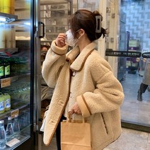 여성 뽀글이 코트 하프 아우터 양면 무스탕 캐주얼 자켓 오버핏 igj61