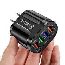 휴대용 4 포트 빠른 충전기 유니버설 ABS 영국 EU 미국 플러그 어댑터 USB 변압기 송신기 수신기 여행 전원, 03 black-US Plug