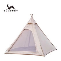 Tomount 토멍 인디언 티피 면텐트 성인용 켐핑텐트 가족켐핑 3-4인용 수납가방, 베이지