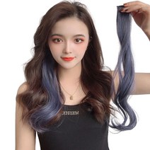 컬러 웨이브 헤어피스 셀프 붙임머리 똑딱이 부분가발 1+1, 애쉬그레이(1+1)