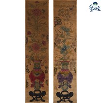 기명화조도 2폭 병풍 2 민화 도안 본그림 민화그리기 공모전 취미 원데이클래스 컬러링 본, 기명화조도 2폭 병풍(1), 일반용지(얇은 백상지), 중형