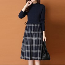 [2021FW] 체크 니트 미디엄 원피스_591/고퀄리티/부드러운니트/데일리/오피스룩
