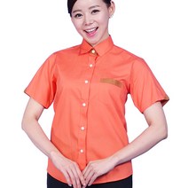 [ UBS22 ] 오렌지색/주황색/여자용/여성용/서빙복/유니폼/호텔용/식당용/써빙용/여셔츠/반팔/반소매/블라우스