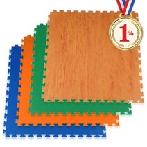 일프로 - 민자퍼즐매트 체육관매트 조립식 1개 100x100cm 두께 22mm 4색 우드 녹색 주황 청색 100장이상 시, 우드무늬