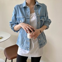 데일리앤 여성 가을 루즈핏 데님 청자켓 토미