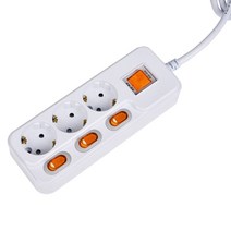 현대일렉트릭개별+메인 3구 5M 멀티탭(16A) 2800W, 1, 화이트