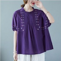 [바니드 상표특허] 나들이룩 자수 플리츠 오버핏 티셔츠 5230