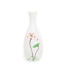흰색 도자기 손으로 그린 꽃병 장식 세라믹 꽃 삽입물, 옥 병 (붉은 매화)