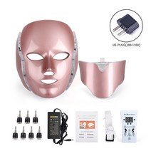 빛나르아 LED마스크기계 Led 페이셜 마스크 7 색 목 빛 치료 피부 젊 어 짐 아름다움 스킨 화이트닝 수축, 14 Rose gold US nobox