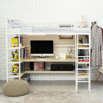 일루일루 이층벙커침대 모음, 코모드i멀티선반벙커침대+10cmCL라텍스폼, 화이트