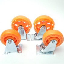 옐로구르미 무소음 우레탄 베어링 바퀴 대차 캐스터 고정 회전 4인치 5인치, 4인치(회전), 1개