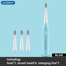 충전식 울트라 소닉 전동 칫솔 성인 타이머 J110 세척 가능 전자 미백 치아 브러시, J110 블루