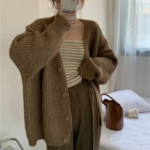 패스타임 여성용 니트 스웨터 카디건 봄가을 루즈핏 날씬해보이는 가디건 외투