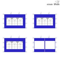 오션웨일 접이식 야외 천막 3x3 D-창문형 세트 (투명바람막이 4면) 주차 행사용 포장마차 캐노피 천막, (D-창문형 세트)블루