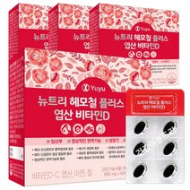 유유제약 뉴트리 헤모철 엽산 비타민D C 아연 60캡슐x4개/5중복합기능 철분제, 4통