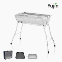 4~6인 스텐 바베큐 그릴 스탠드형 대형(L) 화로대 석쇠 숯불 구이 YJ05, BBQ 그릴 스텐스탠드(L)+그릴 전용가방(L), 스퀘어 법랑불판(M), -