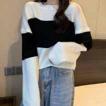 루즈핏 라운드 배식 니트티 단가라 줄무늬 가디건 롱가디건 카디건 여성