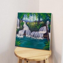 [천삼백케이] [꾸밈] bh942-캔버스액자30x30풍수폭포일러스트