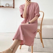 신세계TV쇼핑 [옷자락] 여자 임부복 핀턱 반팔 린넨면 롱원피스