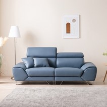 세계로가구 옵시 3인/4인/5인/6인용 이지클린 통가죽 소파 코너형 쇼파, 3인용(일자형), 라이트블루, 스툴미포함