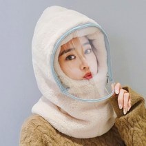 페이크퍼 후드 넥워머 바라클라바 안면마스크, 브라운