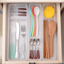 식당 수저 조리도구 서랍 정리 분할 트레이 수저함, 1개, 투명 슬림형