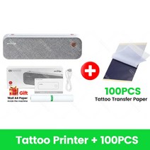 날인기 휴대용 문신 스텐실 프린터 기계 30/50/100 매 전송 용지 라인 그리기 인쇄 복사기, 03 Gray Add 100PCS