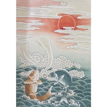 세로형 우드 직소퍼즐 기운이 넘치고 복을 부르는 잉어도 연꽃 그림 스트레스 해소 집순이 취미 성인용 감압 장난감, j, 500조각