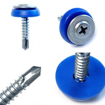 방수피스 와셔머리(청색) 누수방지 직결 나사못 철판 판넬 10x19 10x25, 방수피스(십자형), #10(4.8mm)x25