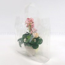 PE투명 루프백 (50매) 3가지 사이즈 끈손잡이 비닐쇼핑백 매장 홍보 판촉 이벤트 상품 포장 봉투, 중_(30+8)x38cm (50매)