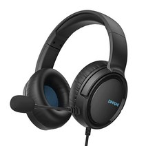 BINNUNE PS4 Xbox One 시리즈 X/S PS5 PC 스위치 플레이스테이션 4/5 오디오 폰스 게이머 게임 헤드폰 마이크 포함, Black/Blue
