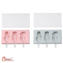 차칸쿡-실리콘스틱몰드 눈사람_하마_토끼3구 블루핑크 랜덤1개